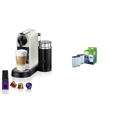 NESPRESSO De'Longhi Citiz EN267.WAE Kaffeekapselmaschine mit Milchaufschäumer & Philips AquaClean Kalk- und Wasserfilter für Espressomaschine, Kein Entkalken bis 5000 Tassen, Doppelpack im Sale